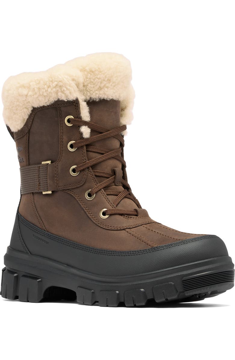 SOREL Tivoli V Parc Genuine Shearling Waterproof Boot, Main, color, Tobacco/ Black