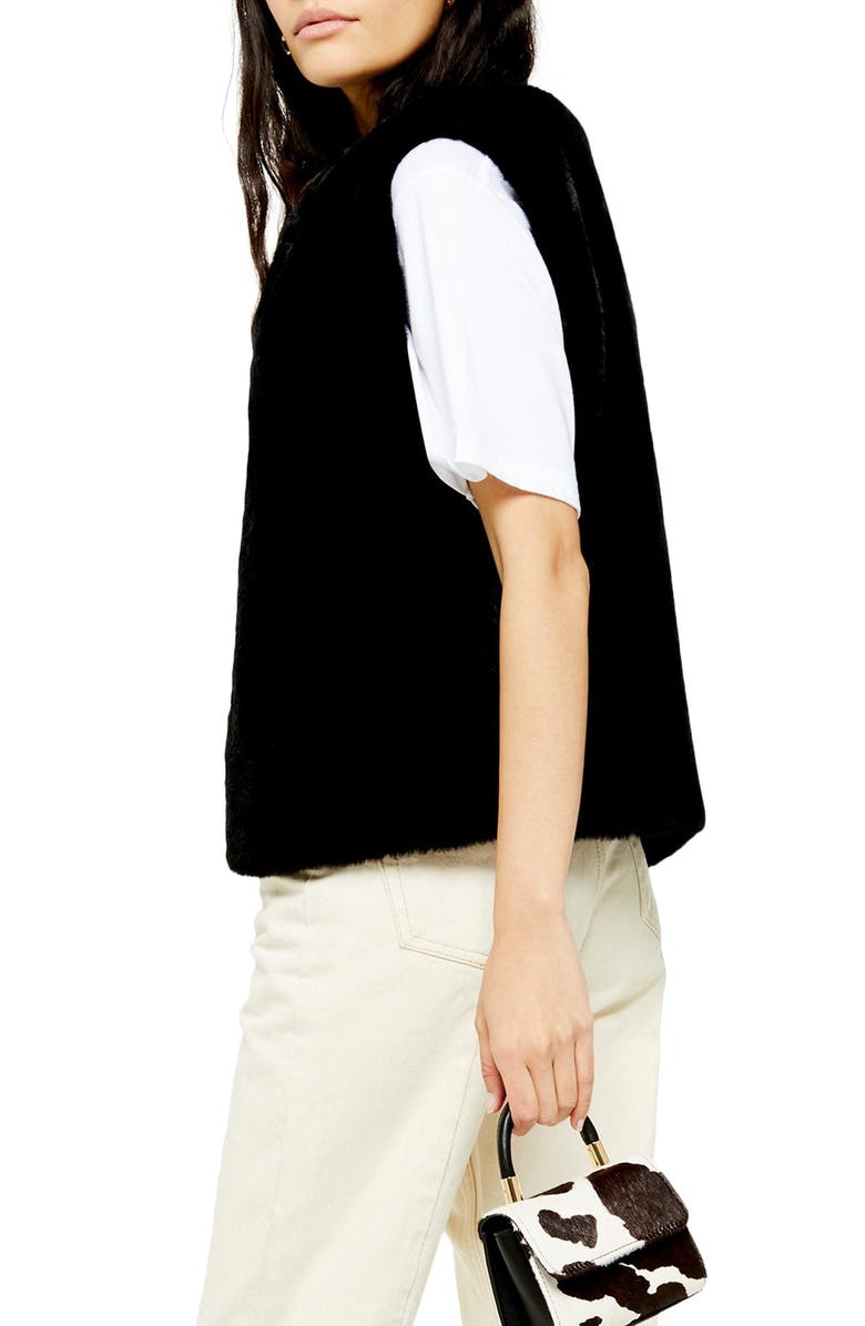 Topshop Luxe Faux Fur Vest, Alternate, color,