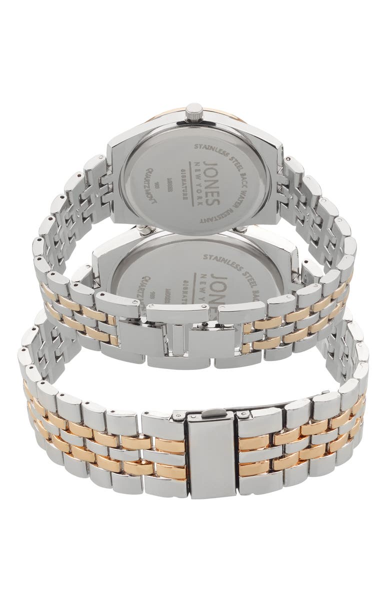 Jones New York Two-Piece Diamond Accent Bracelet Watch His & Hers Set, Alternate, color, Silver/Gold