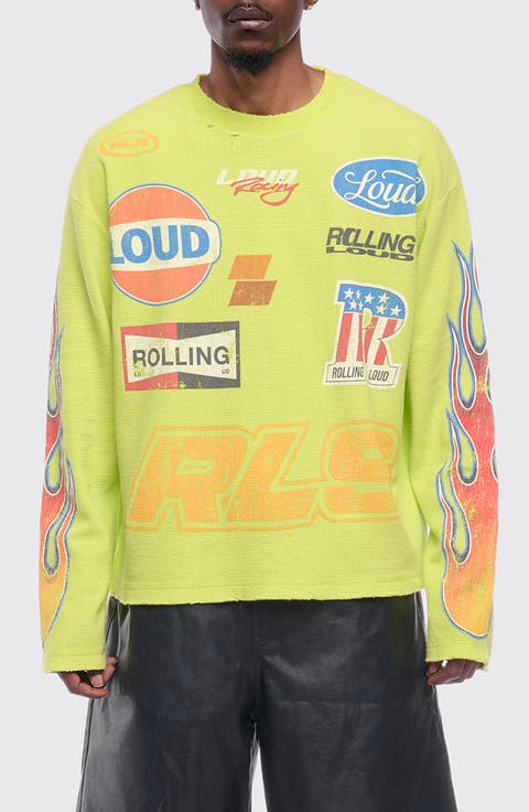 Loud Racing Distressed Graphic Long Sleeve Thermal T-Shirt
