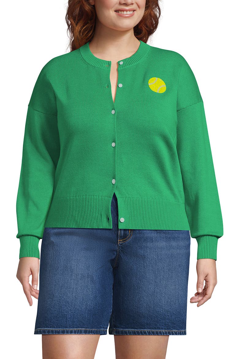 Cotton Embellished Cardigan Sweater, Main, color, Tennis/Vibrant Clover