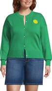Lands' End Cotton Embellished Cardigan Sweater