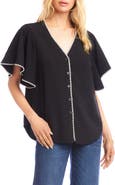 Karen Kane Edge Stitch Flutter Sleeve Top