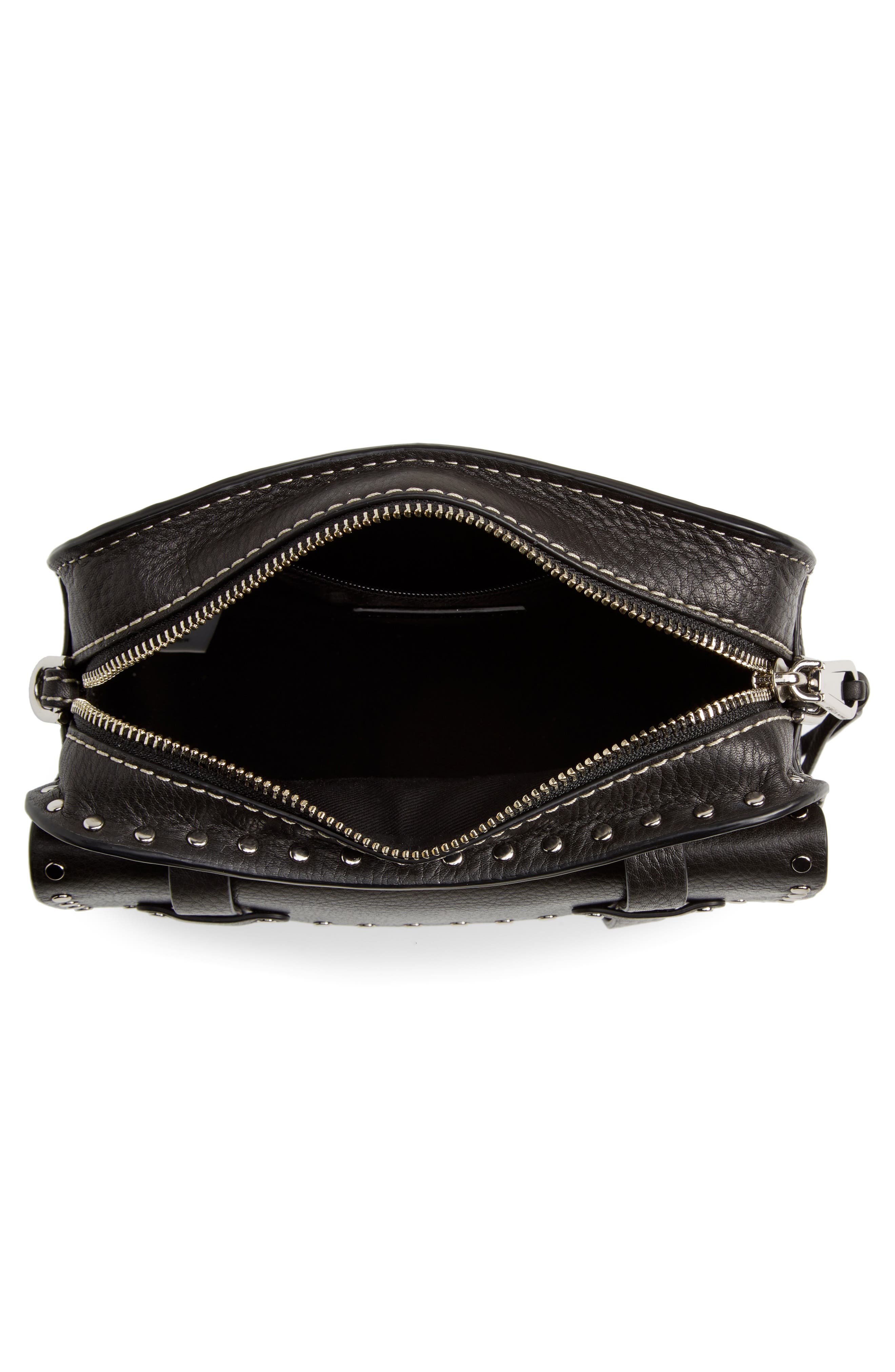 Nanine Leather Crossbody Bag, Alternate, color, BLACK
