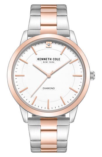 Kenneth Cole Genuine Diamond Two-tone Bracelet Watch, 44mm