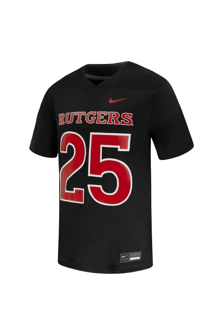 Men's Nike #25 Black Rutgers Scarlet Knights Untouchable Replica Game Jersey, Alternate, color, Black