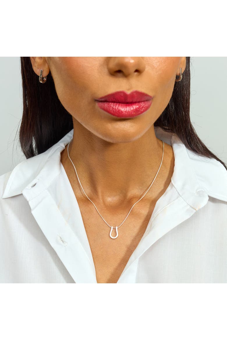 Horse Shoe Petal Pendant, Alternate, color, Sterling Silver