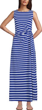Lands' End Cotton Modal Sleeveless Tie Waist Maxi Dress
