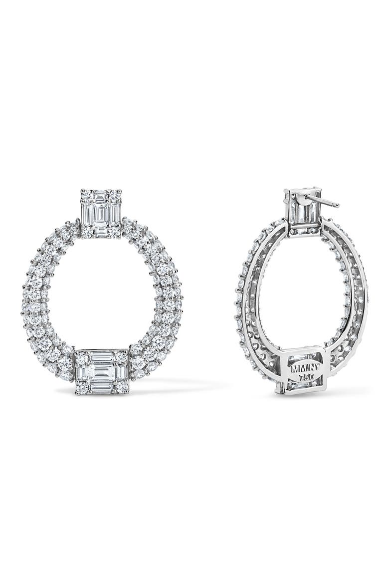 18k Gold Diamond Doorknocker Drop Earrings, Alternate, color, WHITE