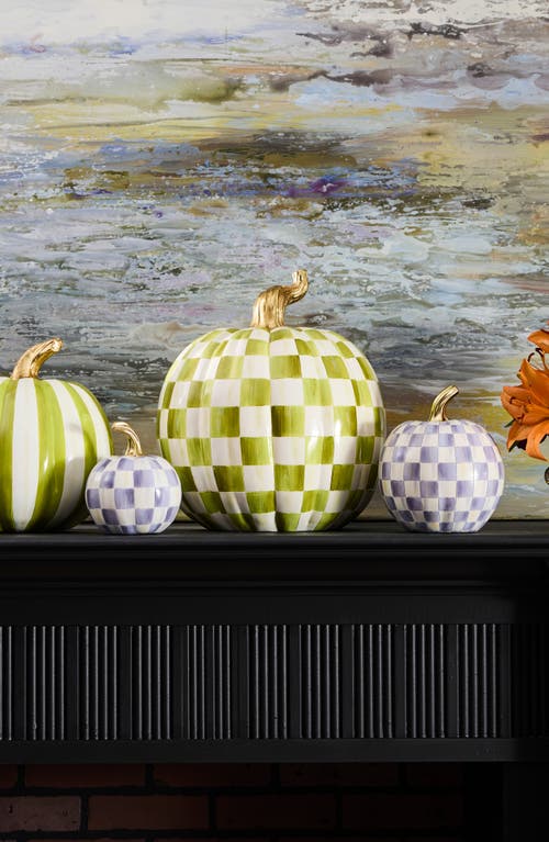 Mackenzie-childs Mackenzie Childs Moss Check Large Pumpkin In Green
