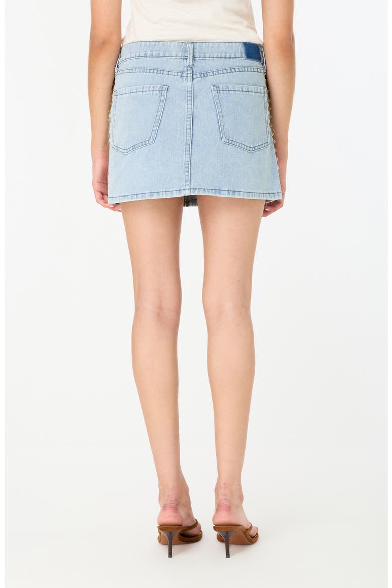 Charli Floral Embroidered Denim Miniskirt, Alternate, color, LIGHT WASH