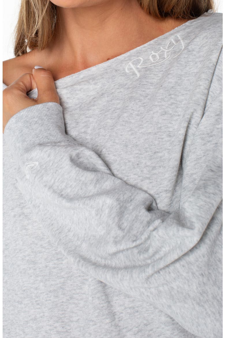 Wave Break One Shoulder Cotton Blend Sweatshirt, Alternate, color, HTHR GREY