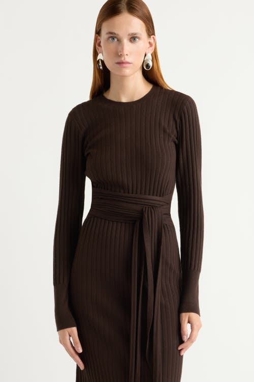 Modern Citizen Carmen Tie-front Ribbed Dress In Brown