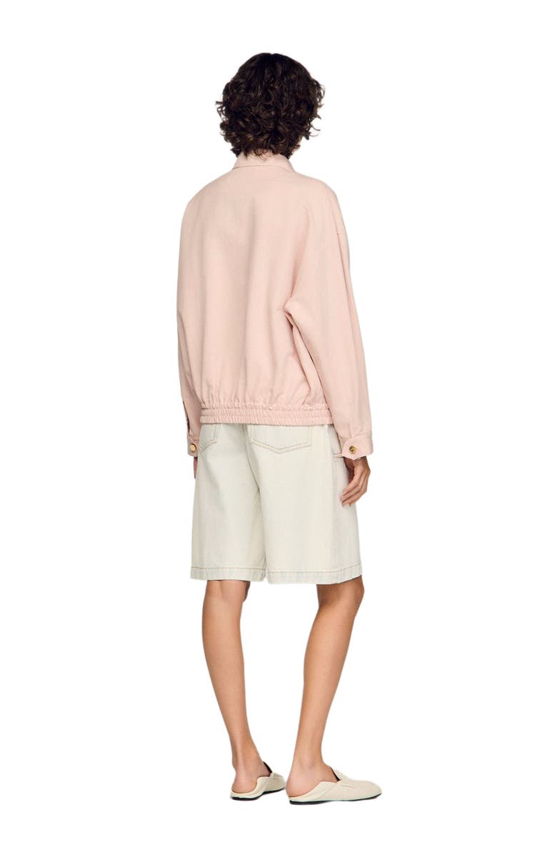 SANDRO Cotton and linen jacket, Alternate, color, Pink
