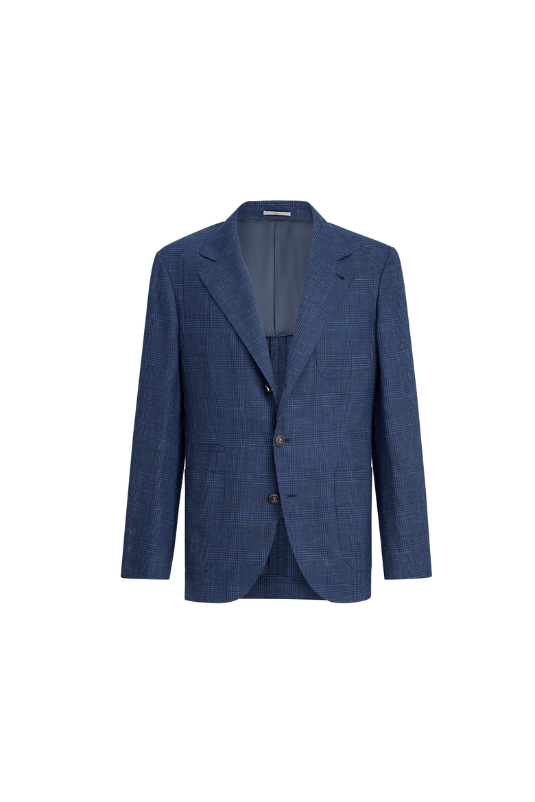 Prince of Wales deconstructed blazer, Alternate, color, Denim