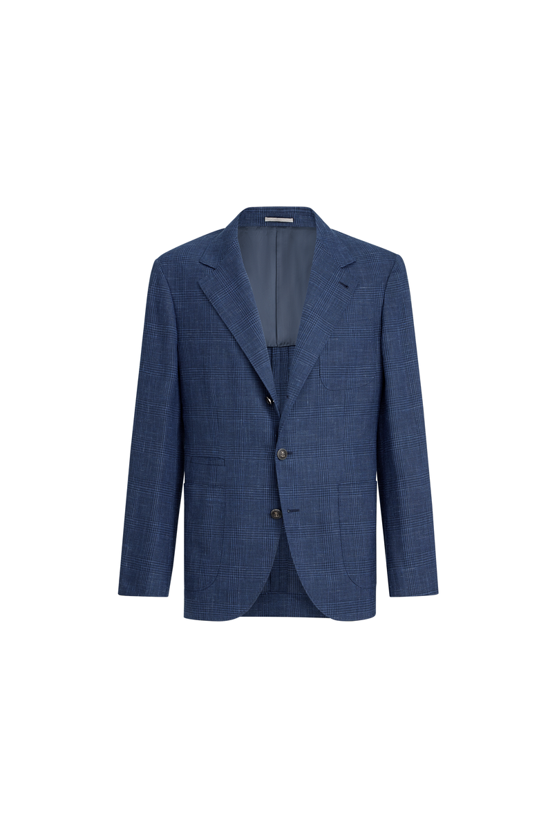 Brunello Cucinelli Prince of Wales deconstructed blazer, Main, color, Denim