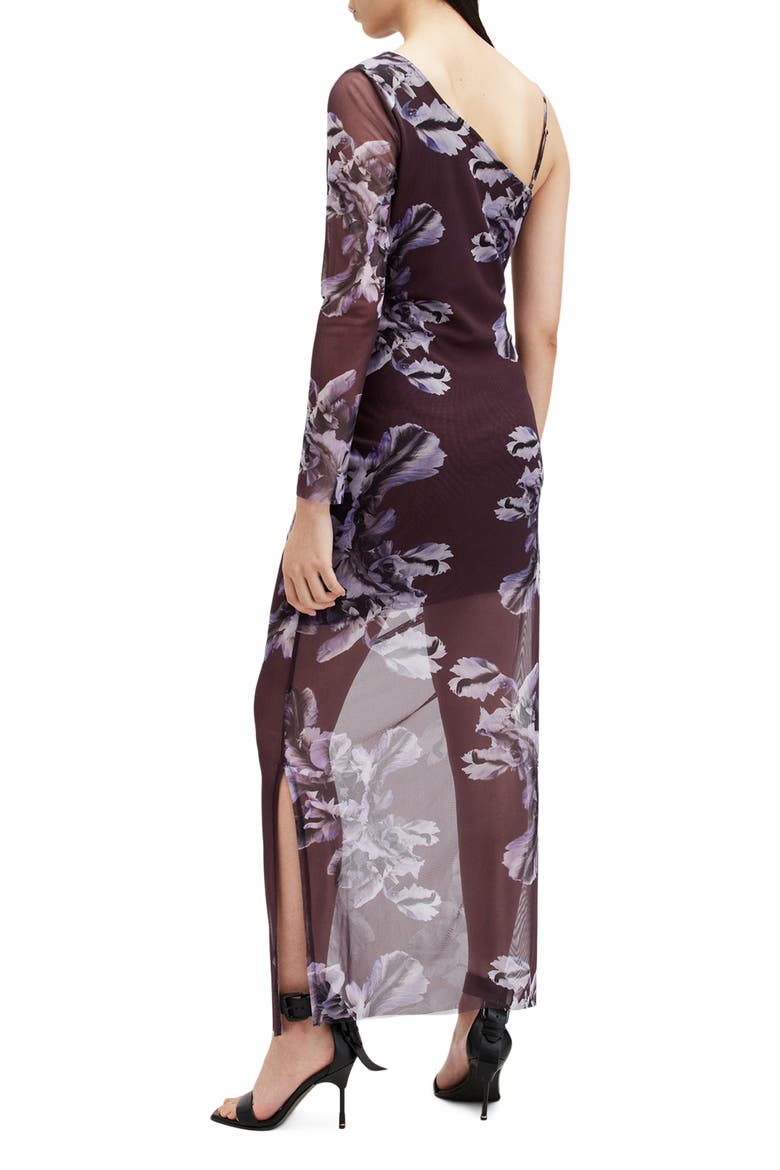 Eris Pleated Single Long Sleeve Mesh Maxi Dress, Alternate, color, MONICA OXBLOOD RED