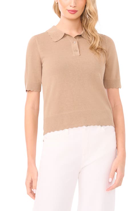 Scalloped Sweater Polo