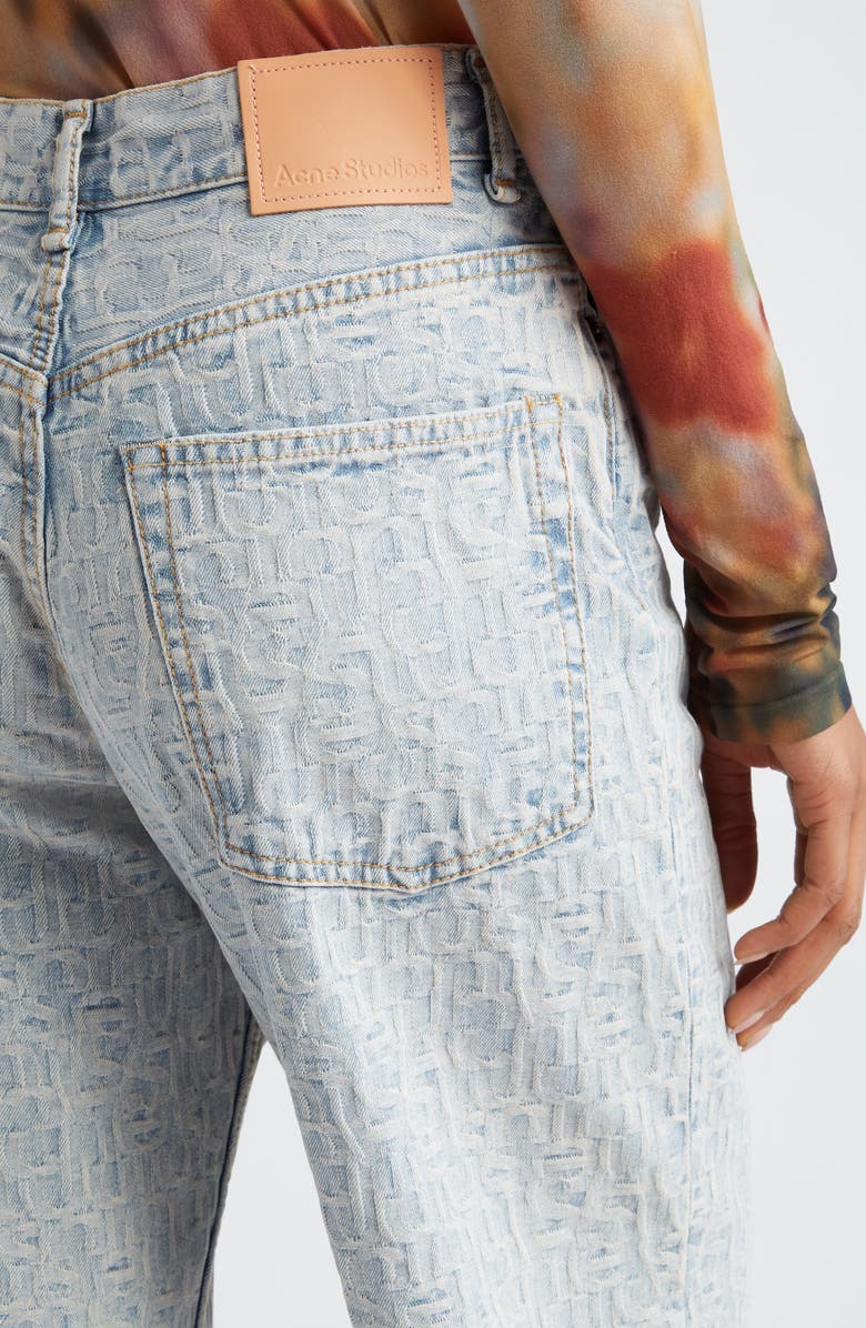 Acne Studios Monogram High Waist Relaxed Fit Jeans, Alternate, color, Blue/ Beige