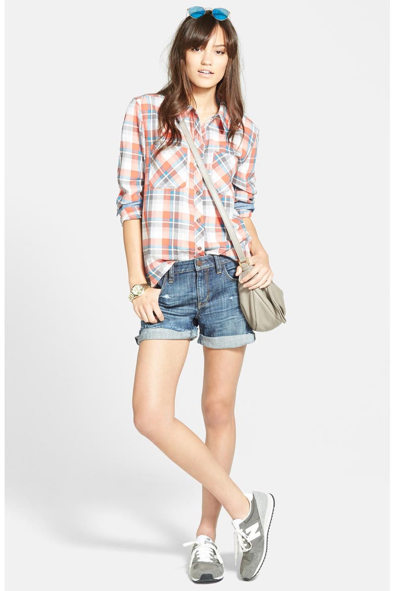 Treasure&Bond Cuffed Denim Boyfriend Shorts, Alternate, color, BLUEJAY MEDIUM DESTROY