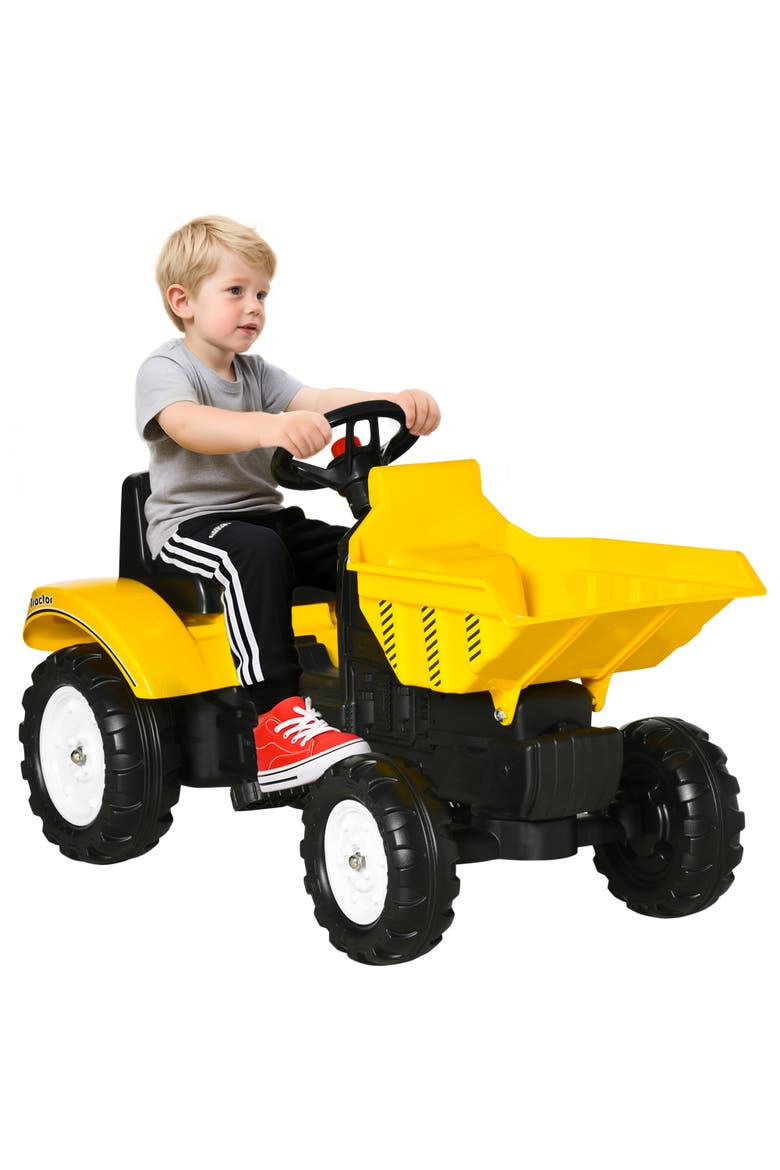 Kids Ride-On Excavator with Manual Bucket, Main, color, Yellow