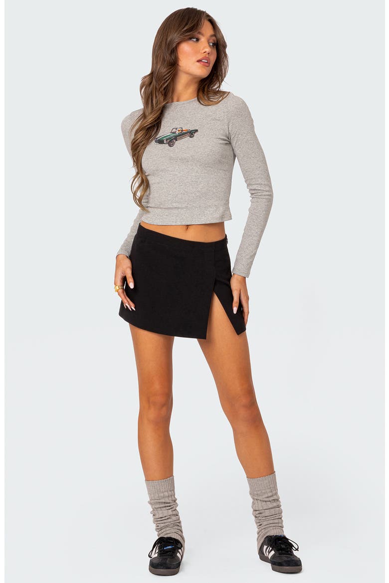 Sweet Ride Long Sleeve Crop Top, Alternate, color, GRAY MELANGE