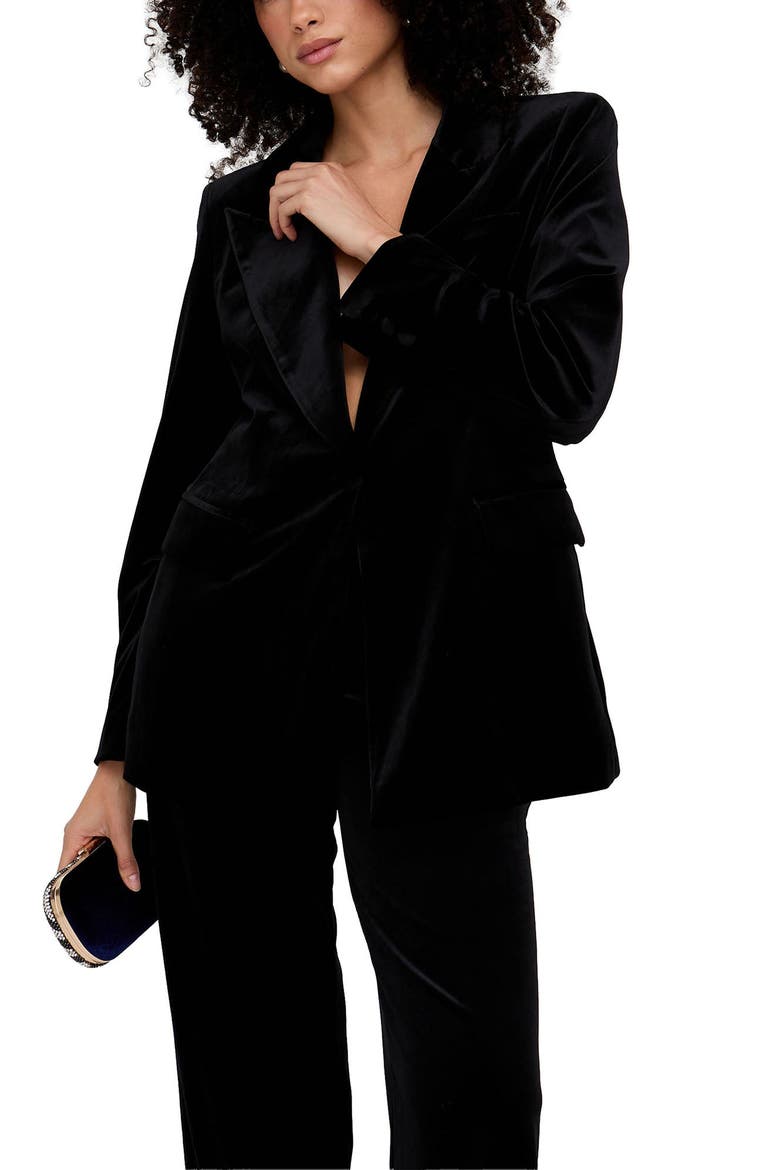 Valerie Tailored Velvet Blazer, Alternate, color, Black