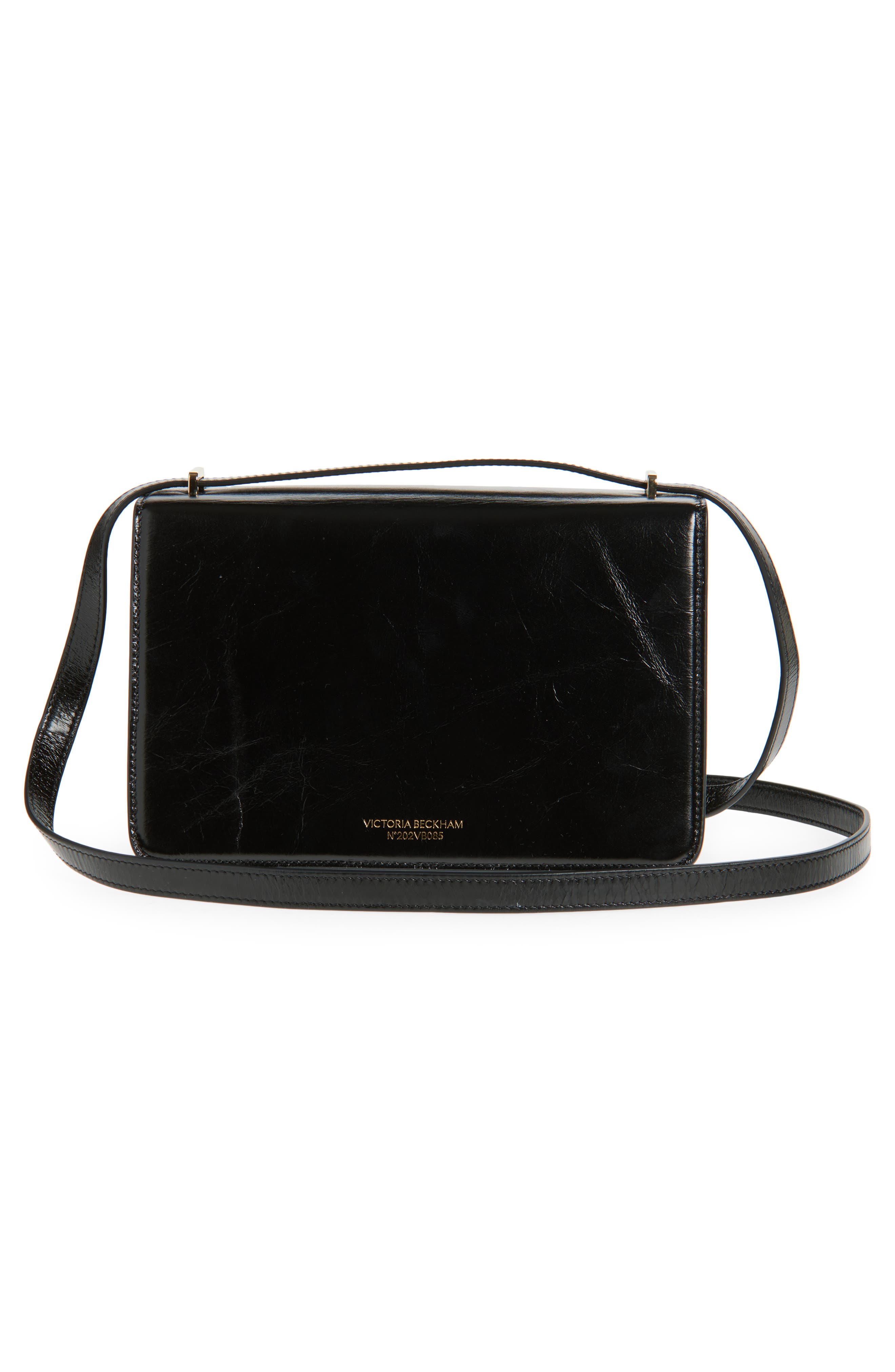 Victoria Beckham 202 Distressed Leather Shoulder Bag, Alternate, color, Black