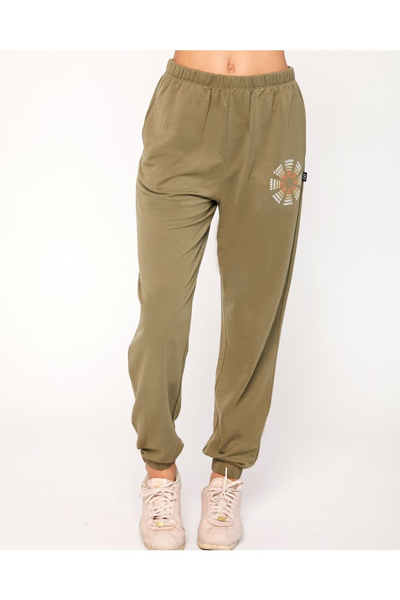 Karma Graphic Sweatpants, Main, color, Olive/Print