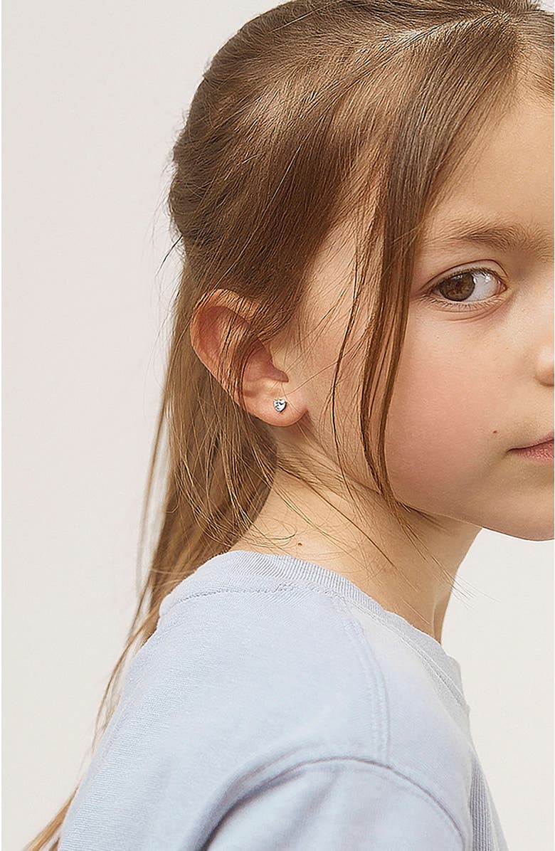 In Season Jewelry Cubic Zirconia Birthstone Heart Solitaire Earrings, Alternate, color, April