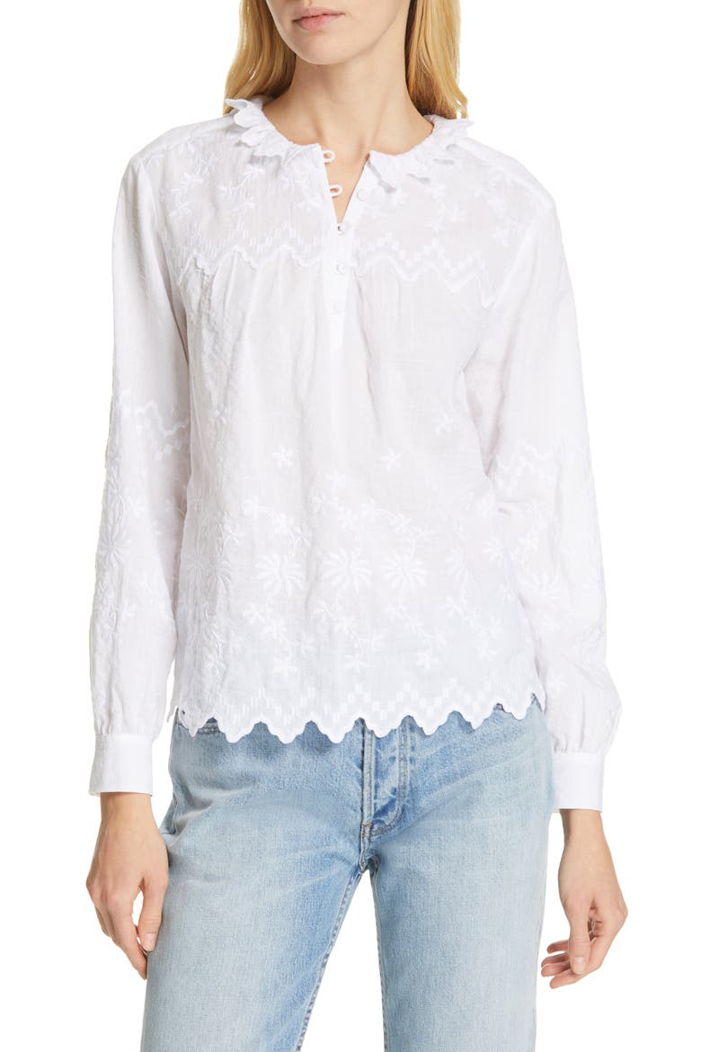 Embroidered Voile Top, Main, color, MILK