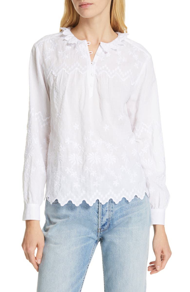 La Vie Rebecca Taylor Embroidered Voile Top, Main, color,