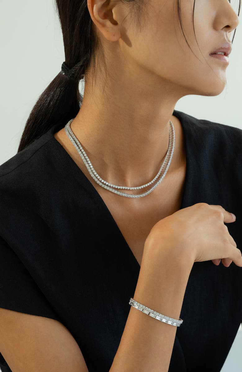 Bearfruit Jewelry Sterling Silver 18k Gold Plated Francesca Tennis Necklace Holiday Gift Idea, Alternate, color, Silver