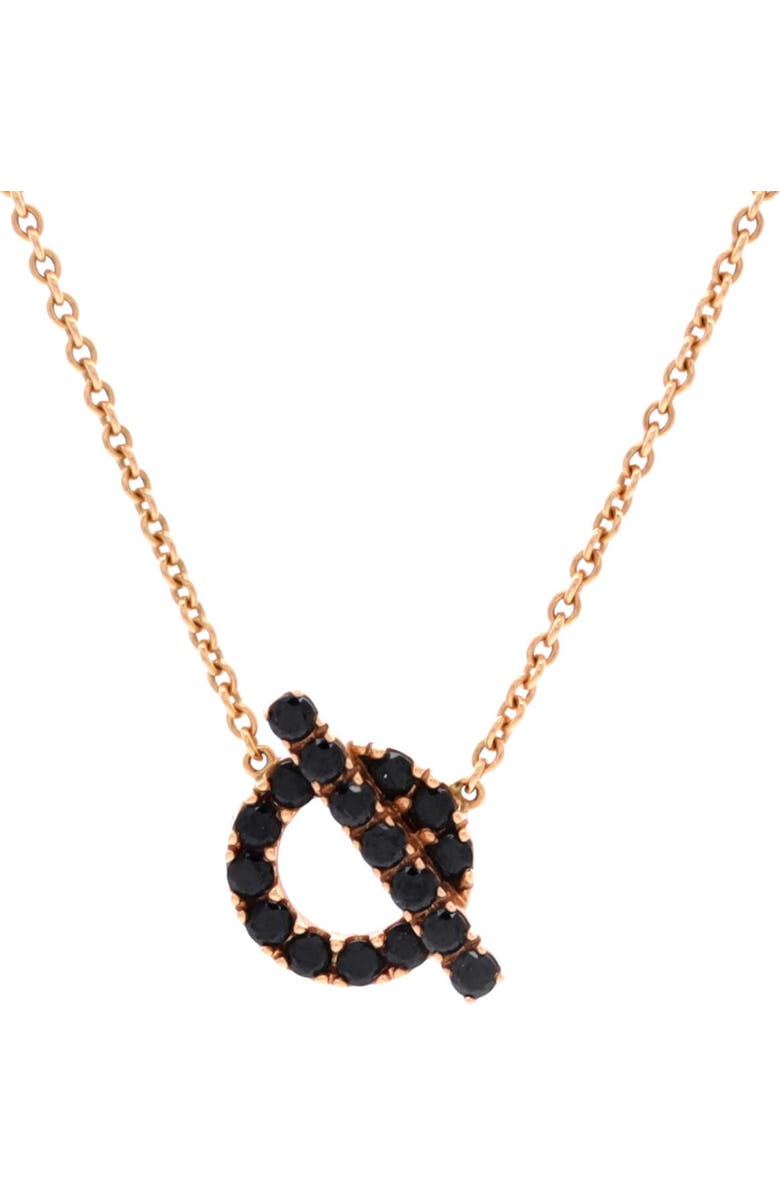 Pre-Owned Hermes Finesse Pendant Necklace 18K Rose Gold and Black Spinels, Main, color, Rose Gold