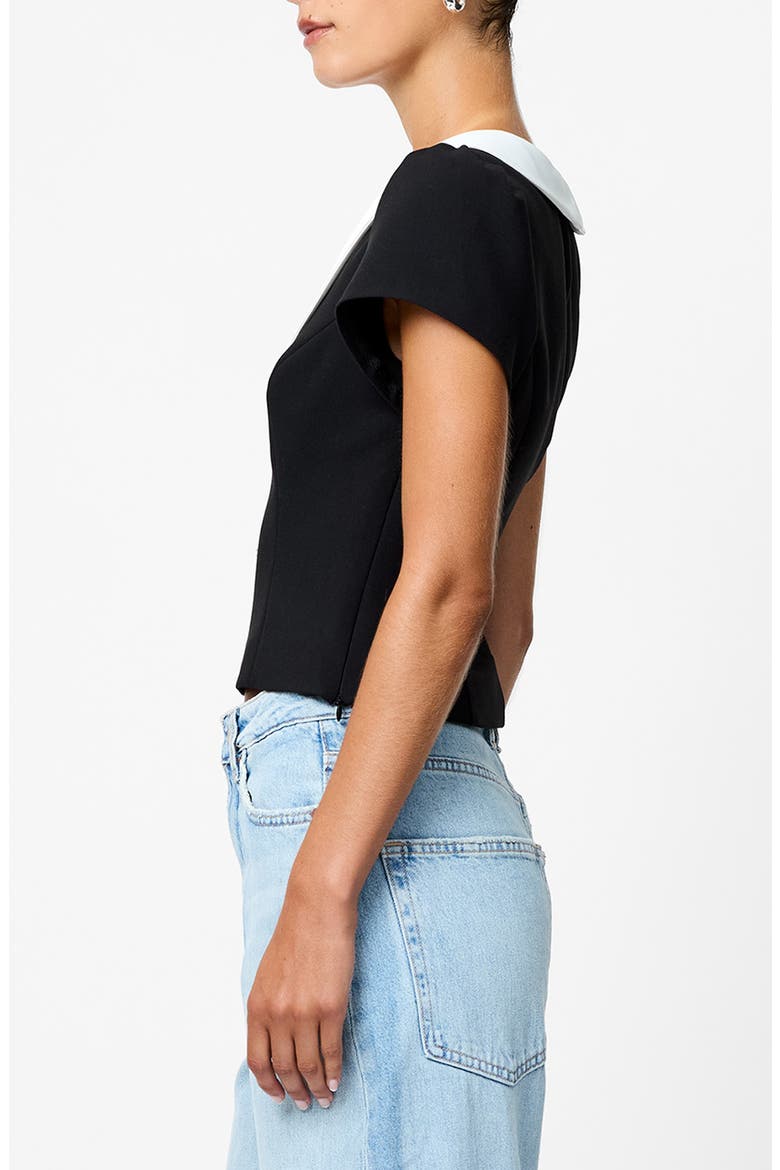 Azra Oversize Collar Top, Alternate, color, BLACK-WHITE