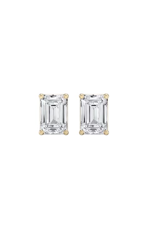 Valentina Moissanite 1 ct. Emerald Cut Stud Earrings in Gold Vermeil