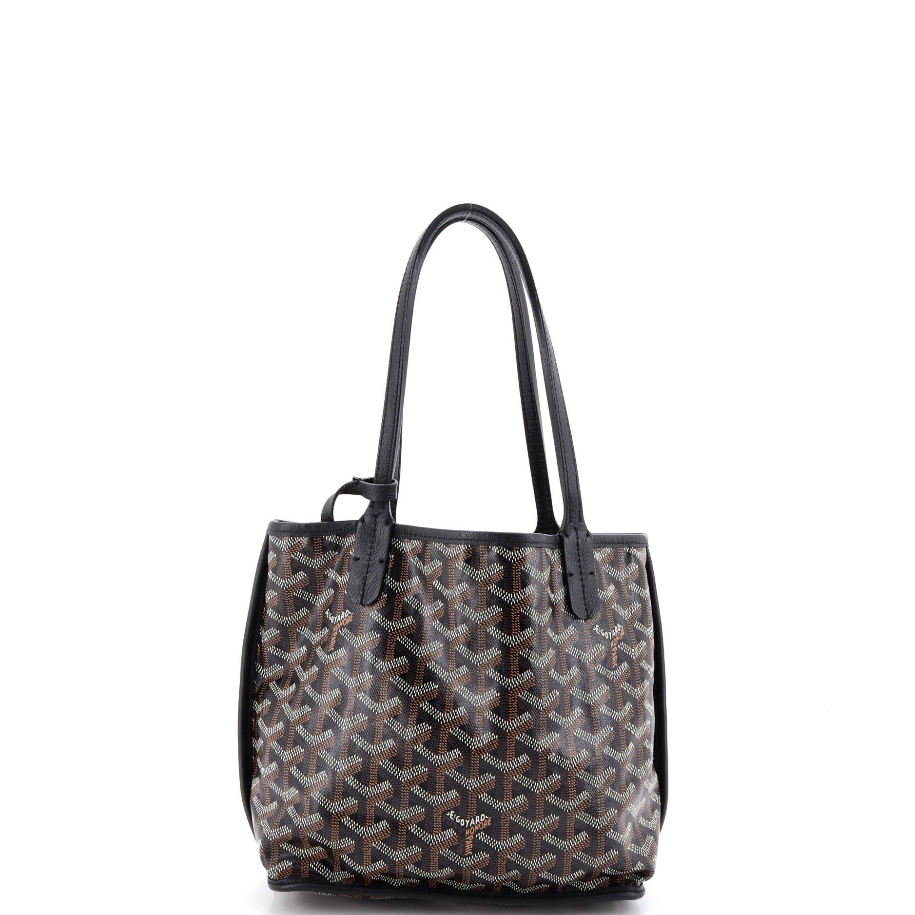 Pre-Owned Goyard Anjou Reversible Tote Coated Canvas Mini, Alternate, color, Black