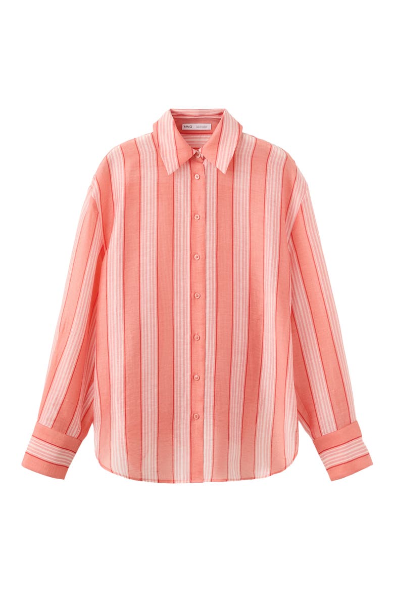 Striped Button-Up Shirt, Alternate, color, ORANGE