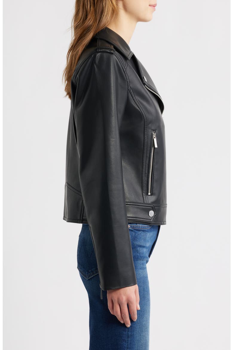 Faux Leather Moto Jacket, Alternate, color, BLACK