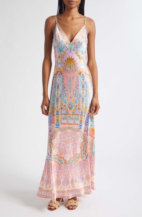 Gaudi Print Silk Charmeuse Slipdress