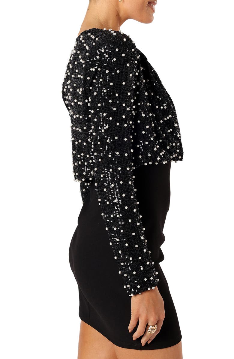 Petal & Pup Monica Sequin Imitation Pearl Crop Jacket, Alternate, color,