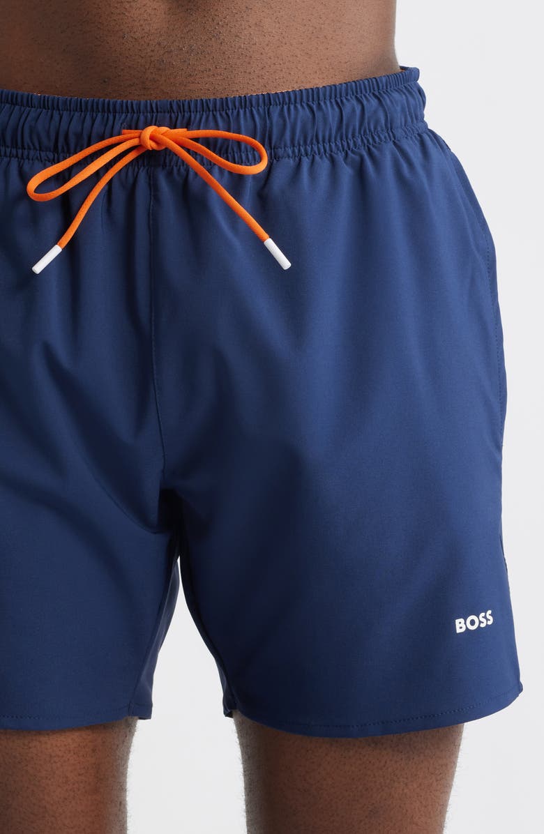 BOSS Tio Swim Trunks, Alternate, color, Navy