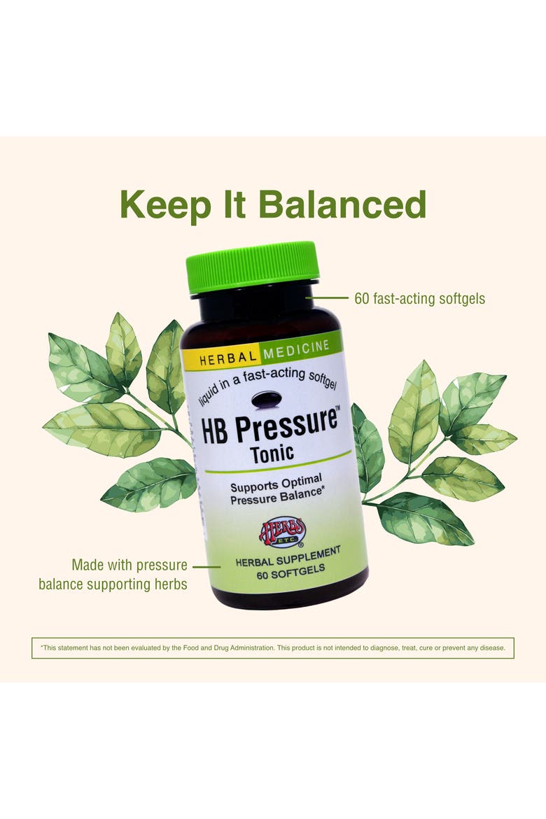 HB Pressure Tonic - Healthy Blood Circulation Support Supplement - Aid Cardiovascular Health - Herbal Supplement for Natural Energy Support - Gluten-Free - 60 Softgels, Alternate, color, No Color