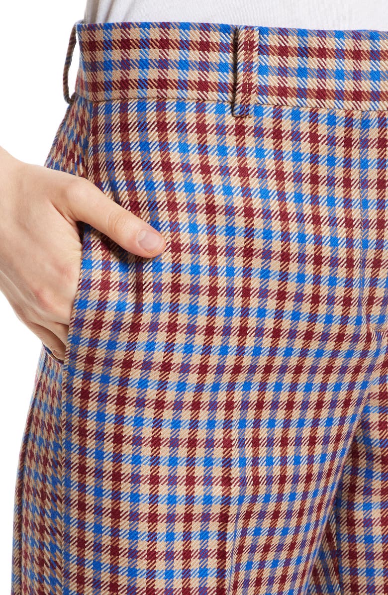 Tory Burch Ainsley Plaid Wide Leg Trousers, Alternate, color, 