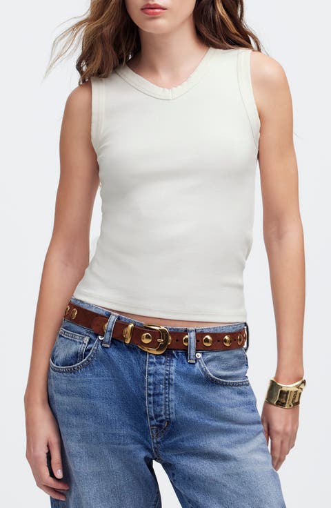 High V-Neck Regenerative Cotton Rib Tank