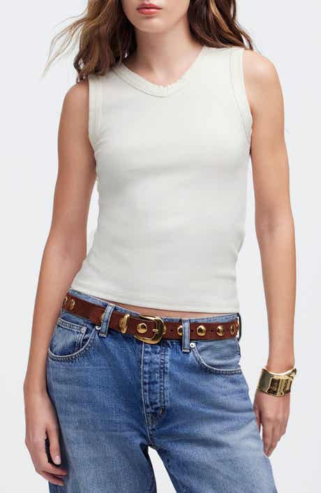 Madewell High V-Neck Regenerative Cotton Rib Tank