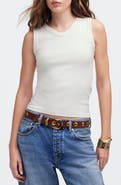 Madewell High V-Neck Regenerative Cotton Rib Tank