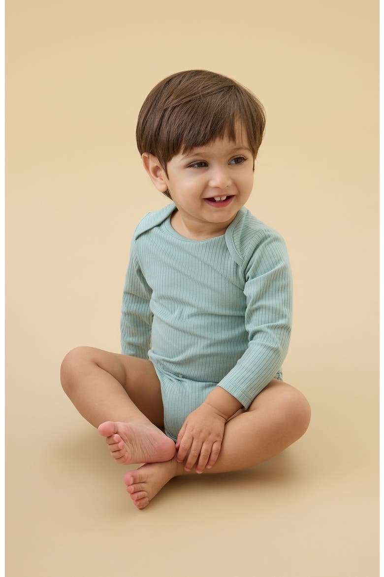 Rib Long Sleeve Bodysuit, Alternate, color, Mint