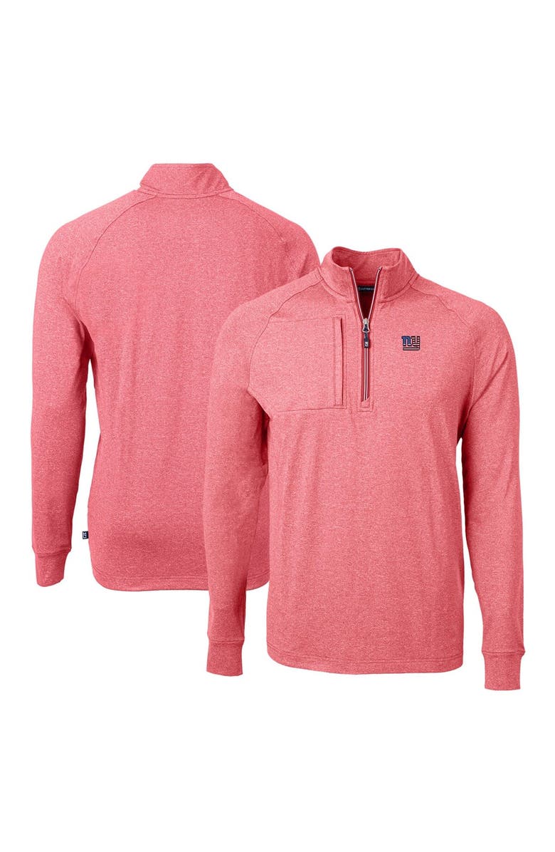Cutter & Buck Men's Cutter & Buck  Heather Red New York Giants  Adapt Eco Knit Quarter-Zip Pullover Top, Alternate, color, 
