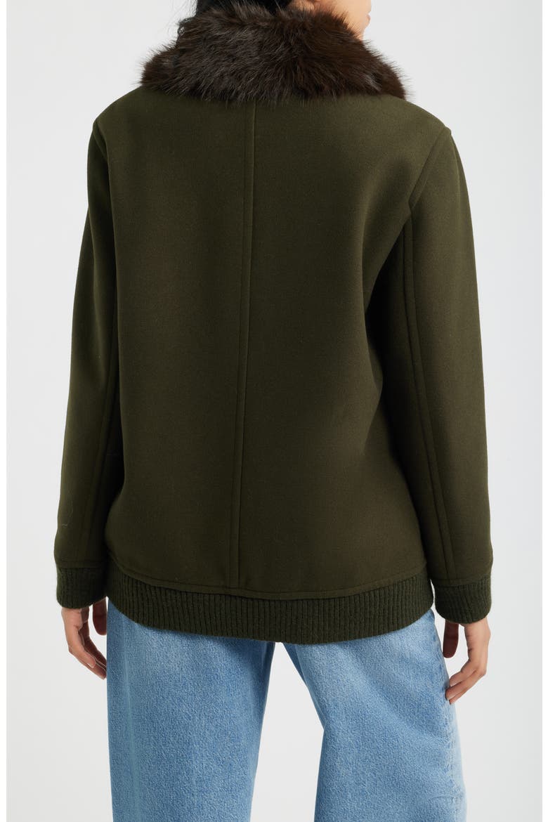 Faux Fur Collar Relaxed Bomber Jacket, Alternate, color, LODEN